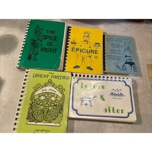 Vintage Church & Other Spiral Bound Local Recipe Cookbooks Lot Of 5 Books Total